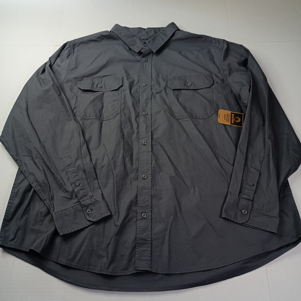 NEW Brahma Button Up Work Shirt Men's Size 3XL XXXL Gray LS  Relaxed Fit